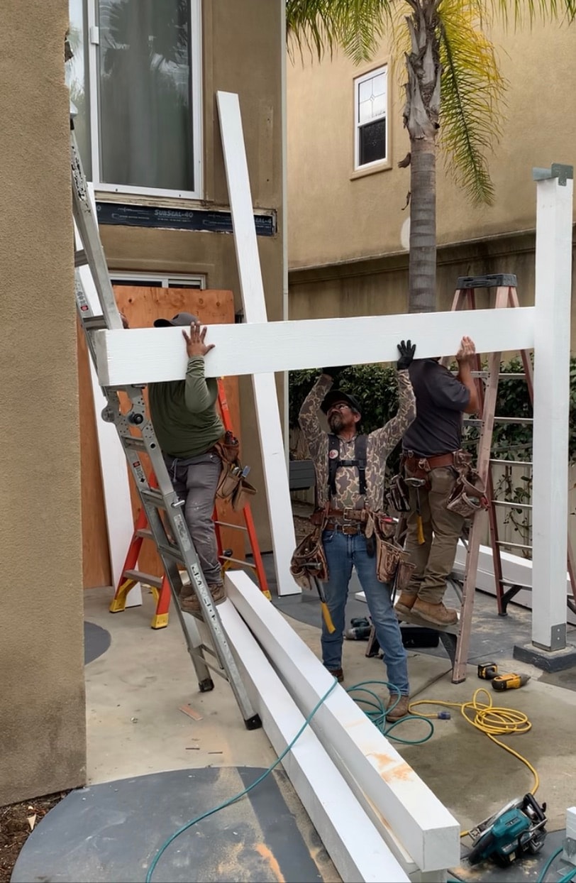 Balcony rebuild in progress — new structural framing, Talega San Clemente